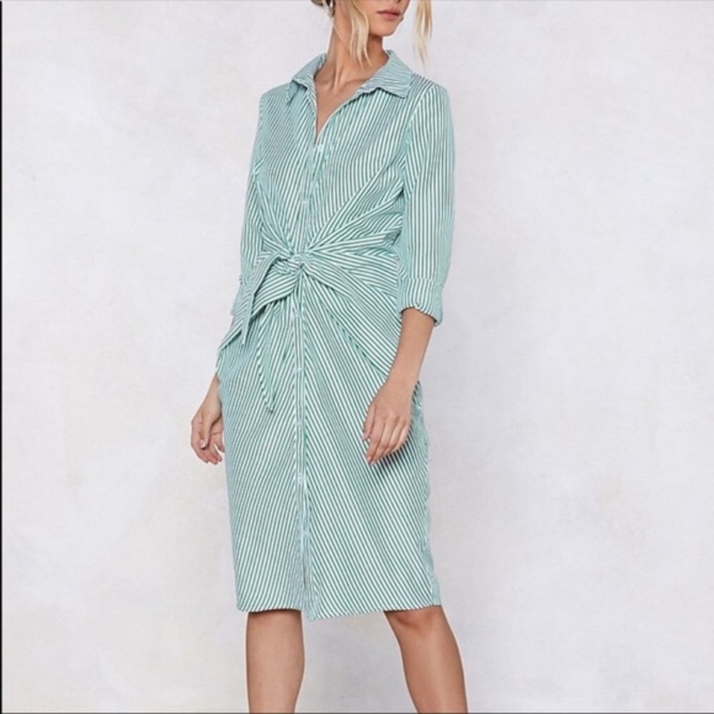 Calvin Klein striped tie-front shirt dress